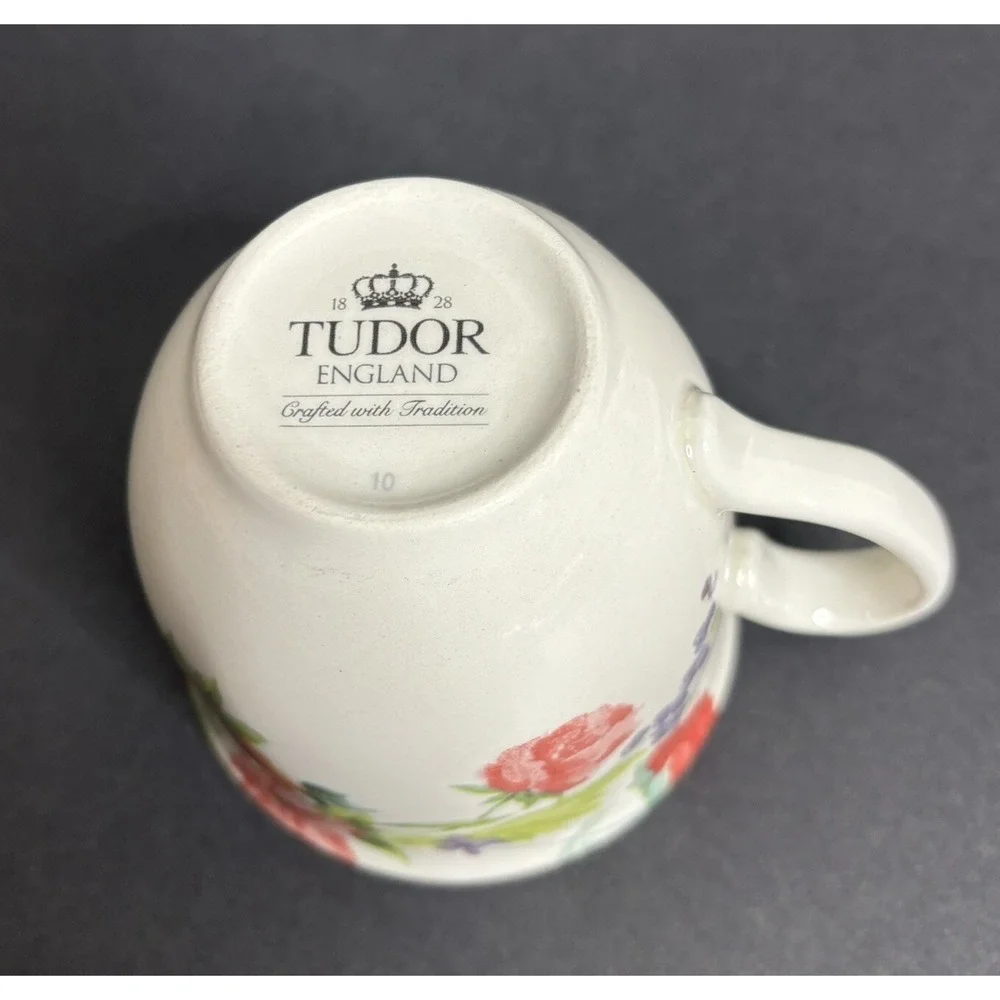 2 Tudor England Tea Cups & Saucer 1828 Crafted with Tradition Floral Cottagecore